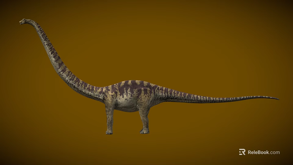 Lifelike Reptile Dinosaur Model with Long Neck on Brown Background 3d model 