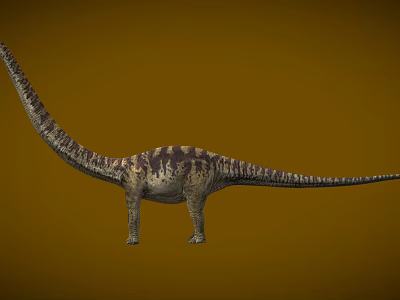 Lifelike Reptile Dinosaur Model with Long Neck on Brown Background 3d model