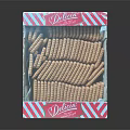 Delicia Wafer Cookies In Pink And White Striped Box With Layered Biscuits