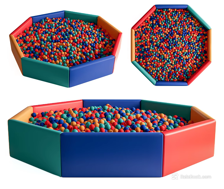 Colorful Ball Pit Play Equipment with Multicolored Balls and Red Blue Green Borders 3d model 