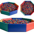 Colorful Ball Pit Play Equipment with Multicolored Balls and Red Blue Green Borders