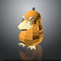 3D Cartoon Yellow Duck With Big Eyes Long Beak Round Body On Black Reflective Surface