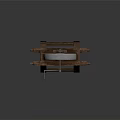 Traditional Manual Grindstone Tool With Wooden Stand And Rope Mechanism