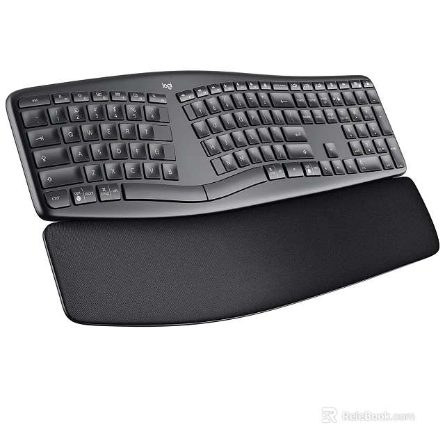 Ergonomic Computer Keyboard With Comfortable Wrist Rest For Typing Support 3d model 
