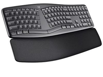 Ergonomic Computer Keyboard With Comfortable Wrist Rest For Typing Support 3d model