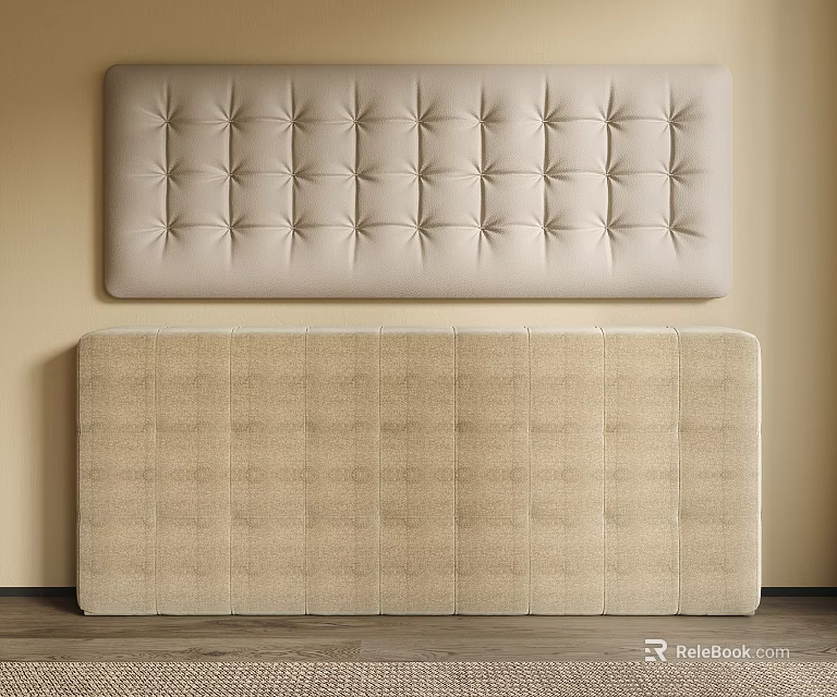 Elegant Tufted And Textured Upholstered Wall Panels In Room Setting 3d model 
