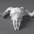 Vintage White Textured Cow Skull Decorative Ornament For Home Decor Accent
