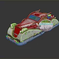 Vintage Futuristic Car Model With Metallic Finish Unique Bodywork And Green Lights
