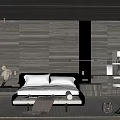 Modern Bedroom Interior Design With Dark Wooden Accent Wall And Ambient Lighting