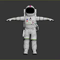 White Astronaut Spacesuit With Detailed Design Helmet Pink Stripe And Green Accents