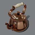 Elegant Shiny Copper Teapot With White Wooden Handle And Rounded Design