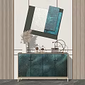 Elegant Modern Entryway Interior With Teal Console Cabinet And Decorative Ornaments