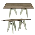 Modern Dining Table Set With Wooden Tabletop And Unique Geometric Leg Design 3d model