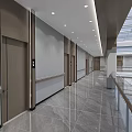 Modern Lobby With Glass Ceiling Large Screen Green Plants And Marble Floor