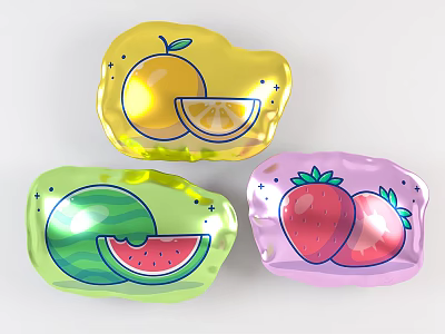 Colorful Inflatable Fruit Shaped Toys With Orange Watermelon And Strawberry Designs 3d model