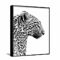 Detailed Black and White Leopard Side Profile Animal Painting for Home Decor