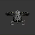Futuristic Mechanical Drone With Dual Propellers Metallic Structure And Green Lights
