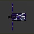 Blue And Purple Mechanical Character With Robotic Legs And Top Device Design