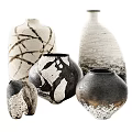 Decorative Ceramic Vessels With Various Shapes Artistic Textures And Natural Patterns 3d model