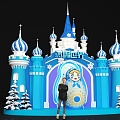 Winter shopping mall movable property snow beauty Chen photo punch card beauty Chen 3d model