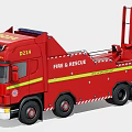 Red Fire Rescue Tow Truck with Functional Crane and Emergency Equipment for Emergency Response