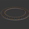Regular Structured Circular Mechanical Component Design With Blue Panels And Yellow Accent Lines