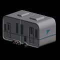 Silver Travel Trailer With Windows Doors Wheels And Blue Logo Design