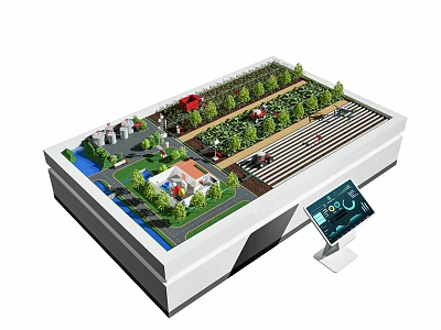 Smart Agricultural Commercial Equipment With Tractor And Monitoring Screen For Farm Field Management 3d model