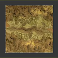3D Terrain Model With Mountain Ranges Valleys Green Yellow And Detailed Topography