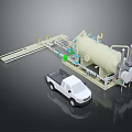 Industrial Storage Tank With Pipeline Control System And White Truck