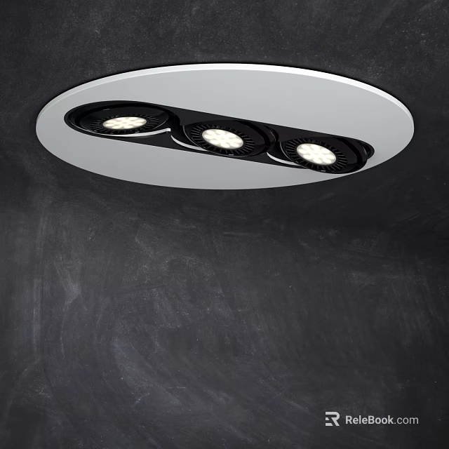 Modern Round Ceiling Mounted Downlight Spotlights With Three Illuminated Bulbs 3d model
