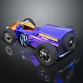 Futuristic Purple And Orange Racing Car With Streamlined Body And Large Wheels