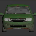 Old Green Sedan Car Featuring Worn Exterior And Dusty Body