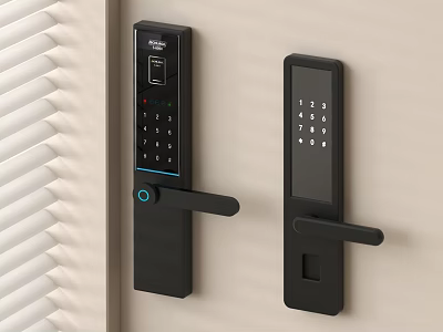 Smart Door Handle with Digital Keypad Fingerprint Scanner and Modern Black Electronic Lock Design 3d model