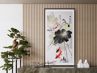 New Chinese Plant Painting Ink Decorative Painting 3d model