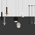 Modern Pendant Lights With Various Shapes And Materials For Interior Design 3d model