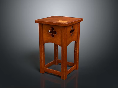Elegant Wooden Side Table With Carved Patterns And Square Top Design 3d model