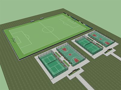 modern football field basketball court 3d model