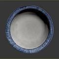 Ceramic Sculpture Carved Bowl With Blue And White Striped Pattern Design