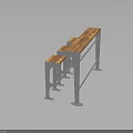 Modern Wooden Top Metal Frame Bar Table With Geometric Support Legs Design