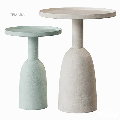 Modern Minimalist Side Tables in Light Green and Light Gray Stone Bases for Living Room 3d model