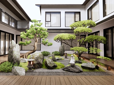 New Chinese Courtyard Landscape model