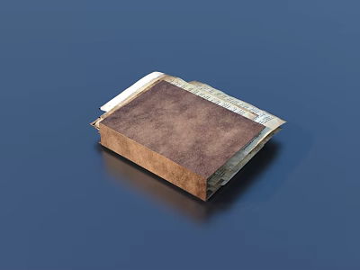 Vintage Old Book With Brown Cover And Worn Edges On Dark Blue Background 3d model