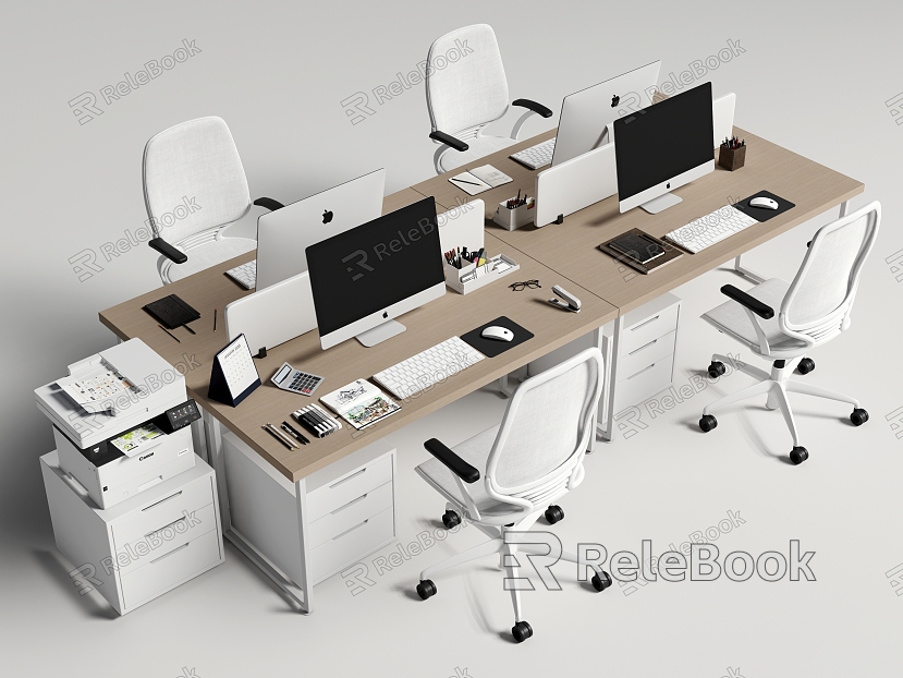 Modern Office Desk and Chair Staff Station Computer Desk and Chair Public Office Area model