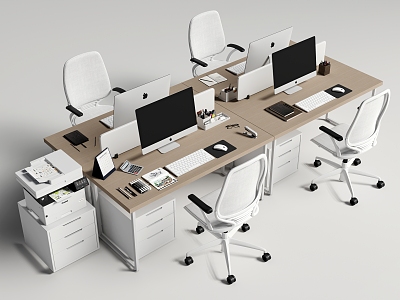 Modern Office Desk and Chair Staff Station Computer Desk and Chair Public Office Area 3d model