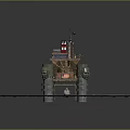 Offshore Oil Drilling Platform With Pillars Structure And Small Boat In Ocean Water