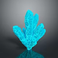 3D Rendered Blue Crystal With Transparent Geometric Structure And Reflective Base