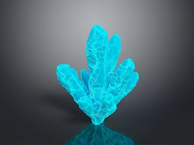3D Rendered Blue Crystal With Transparent Geometric Structure And Reflective Base 3d model