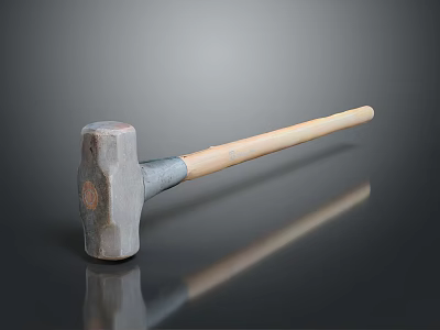 Professional Heavy Duty Hammer With Wooden Handle And Metal Head For Construction 3d model