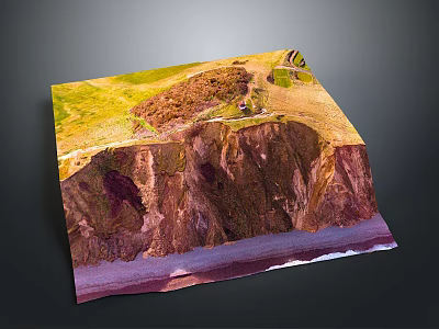 Modern Landscape Display Featuring Green Meadow Coastal Cliff And Path 3d model